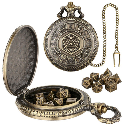 Geloho D20, Dragon Bronze Zodiac Pocket Watch Dice Set