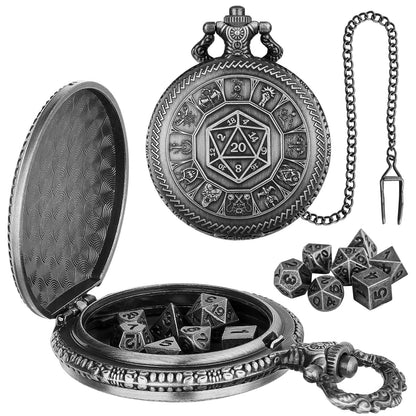 Geloho D20, Dragon Silver Zodiac Pocket Watch Dice Set