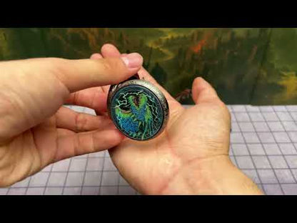 Stormborn Blue Dragon Lightning Pocket Watch Dice Set